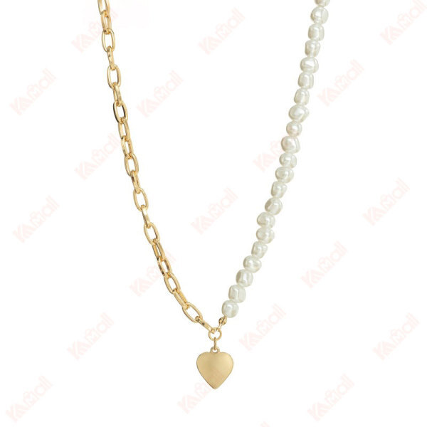 gold necklace natural style pearls